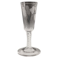 Antique An Engraved Opaque Twist Ale Glass c1760