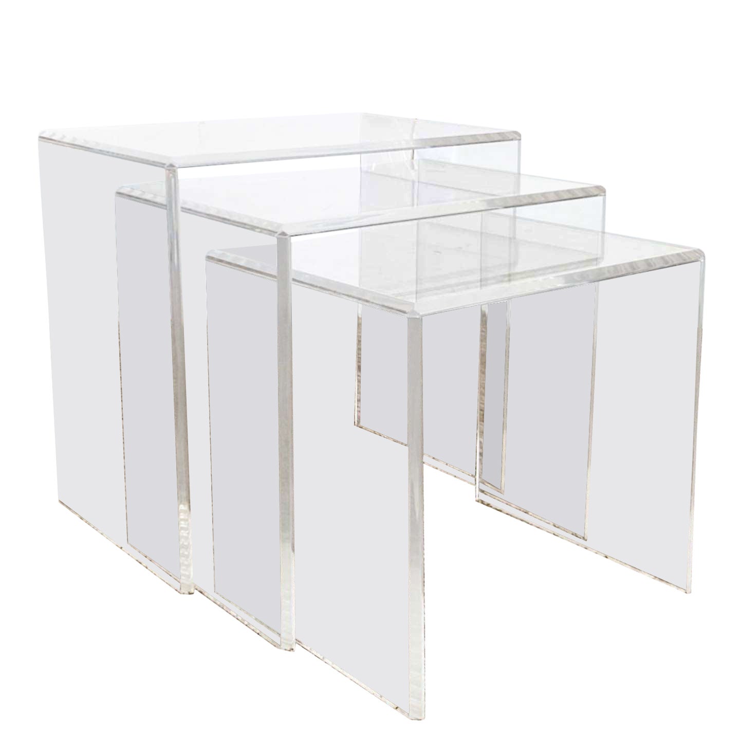 Tables gigognes rectangulaires postmodernes en lucite - Lot de 3