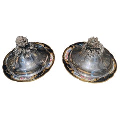 Pair of Silver 19th Century Plates Domes Covers 