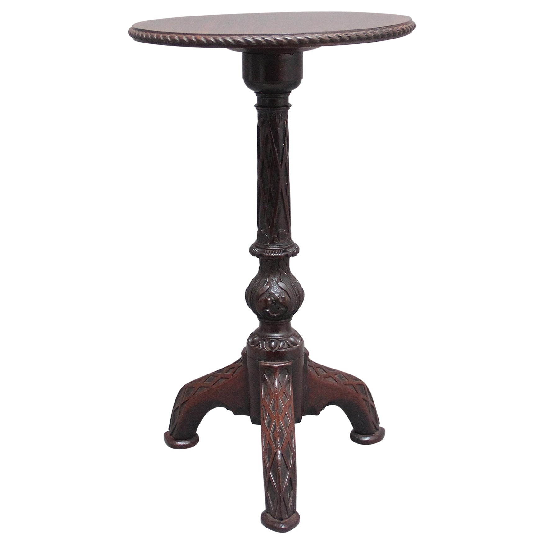 19th Century carved mahogany tripod table For Sale