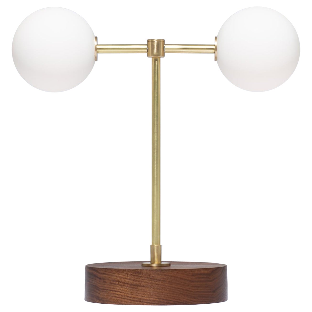 Double Matte Globe American Black Walnut Table Lamp by Lights of London For Sale