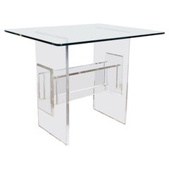 Postmodern Lucite Glass Top Side Table