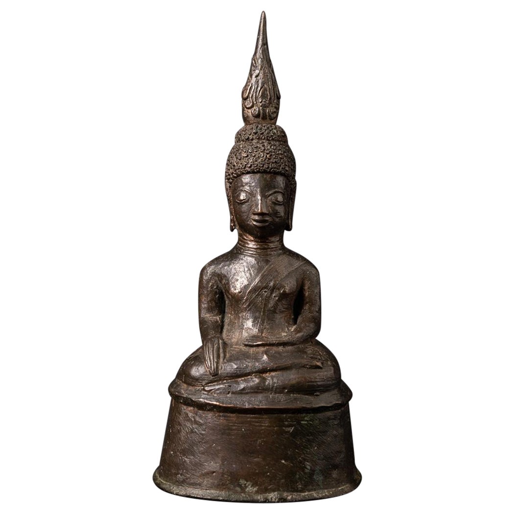 16-17th century antique bronze Buddha statue from Laos in Bhumisparsha Mudra
