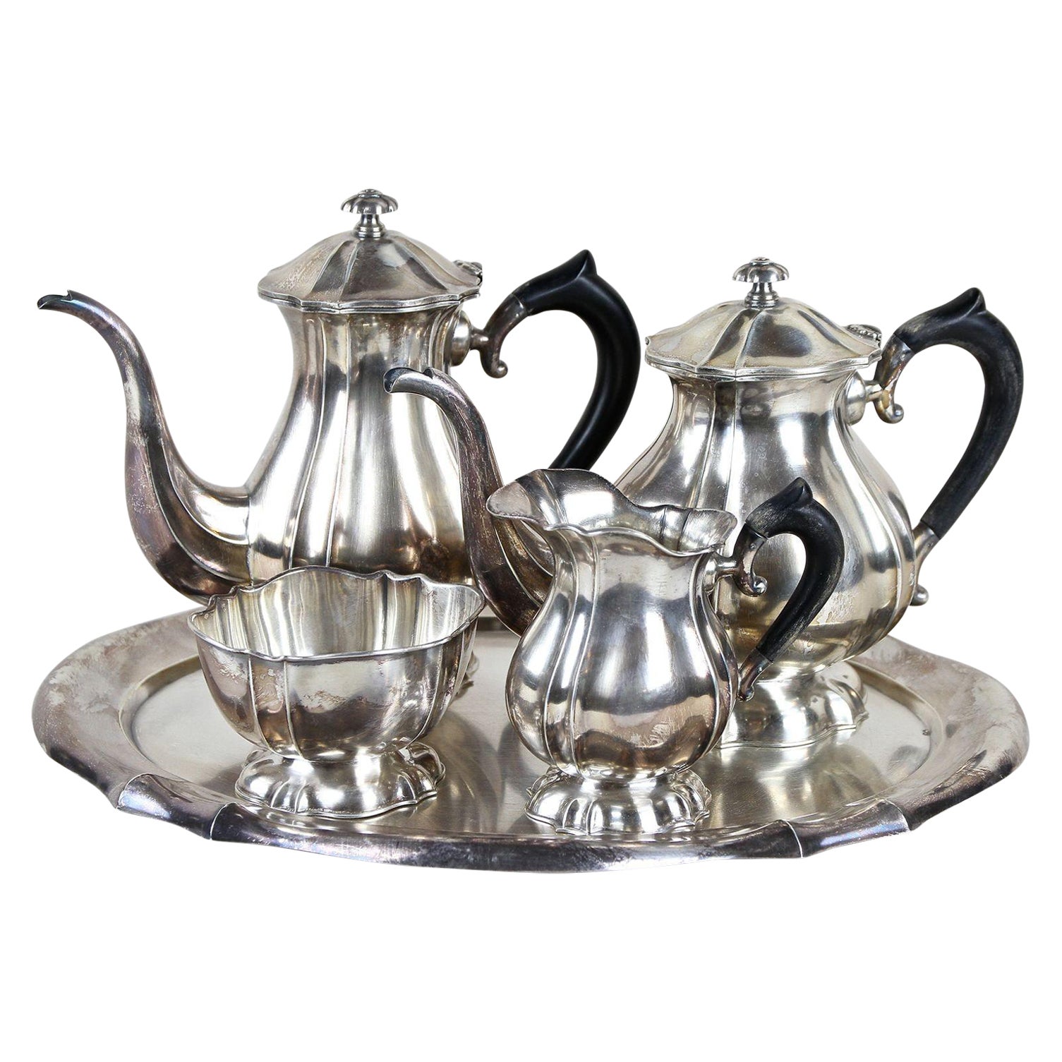 Art Nouveau Solid Silver Coffee/ Tea Service With Silverplate, Austria ca. 1900 For Sale