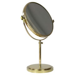 Vintage Height Adjustable Double Sided Brass Table Mirror, Sweden 1950s