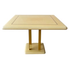 Art Deco Epoxied Faux Goat Skin Square Top Dining Table