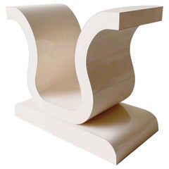 Postmodern Cream Lacquer Laminate Sculpted Table Base