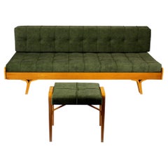 Restored Mid-Century Convertible Sofa with Stool by L. Volak for Holesov, 1960s