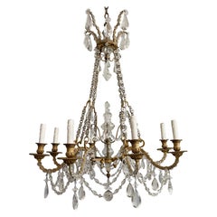 Antique French Bronze-Doré And Crystal Chandelier 