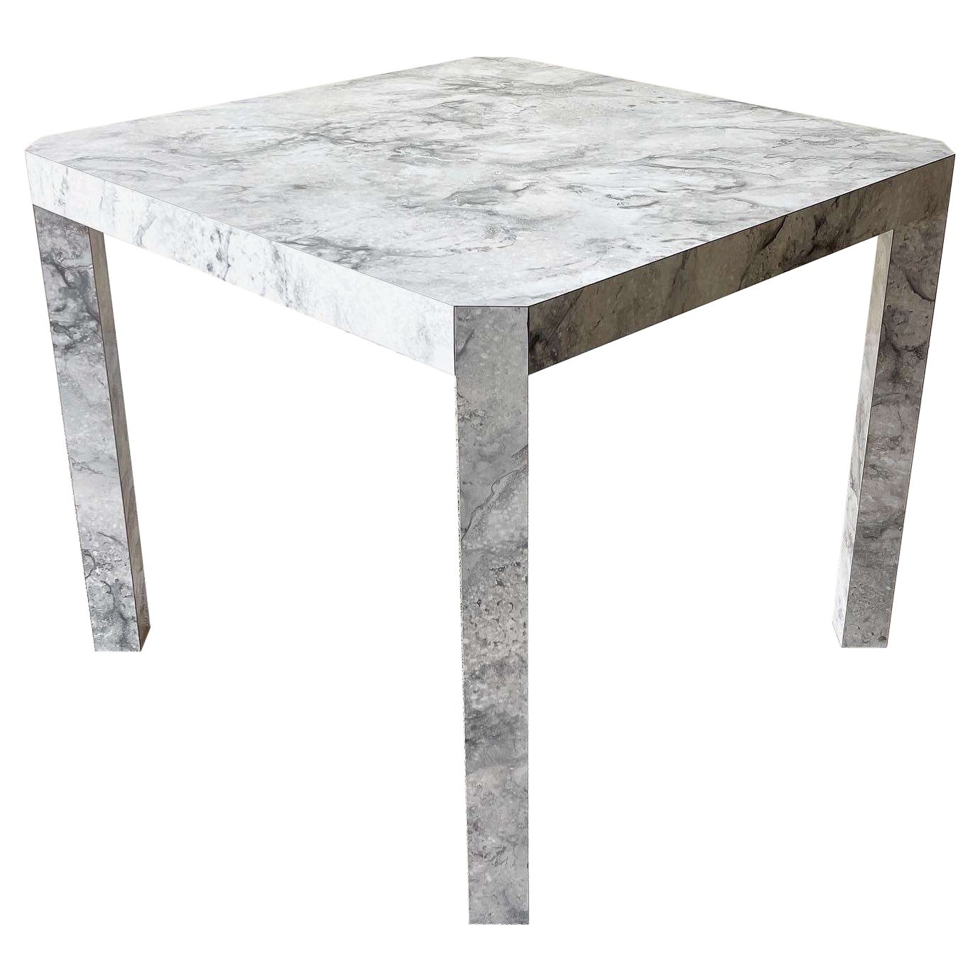 Postmodern White and Gray Faux Marble Dining Table For Sale