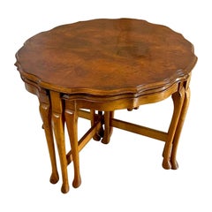 Antique Quality Burr Walnut Nest of 5 Tables