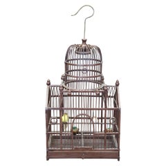 Used Victorian Revival Architectural Dome Top Hanging Bird Cage Feeder Cathedral 25"