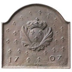 18th Century French Louis XIV 'Arms of France' Fireback, Dated 1707