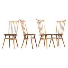 Four Ercol Blonde Mid Century High Back Dining Chairs