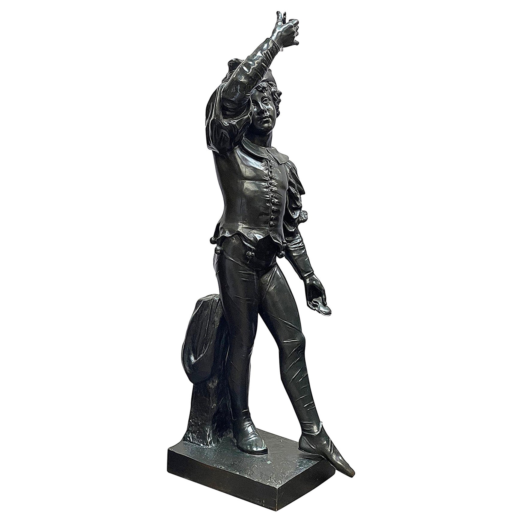 Large 19th Century bronze Court Jester, 149cm high For Sale