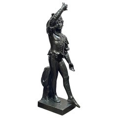 Grande giullare di corte in bronzo del XIX secolo, alto 149 cm