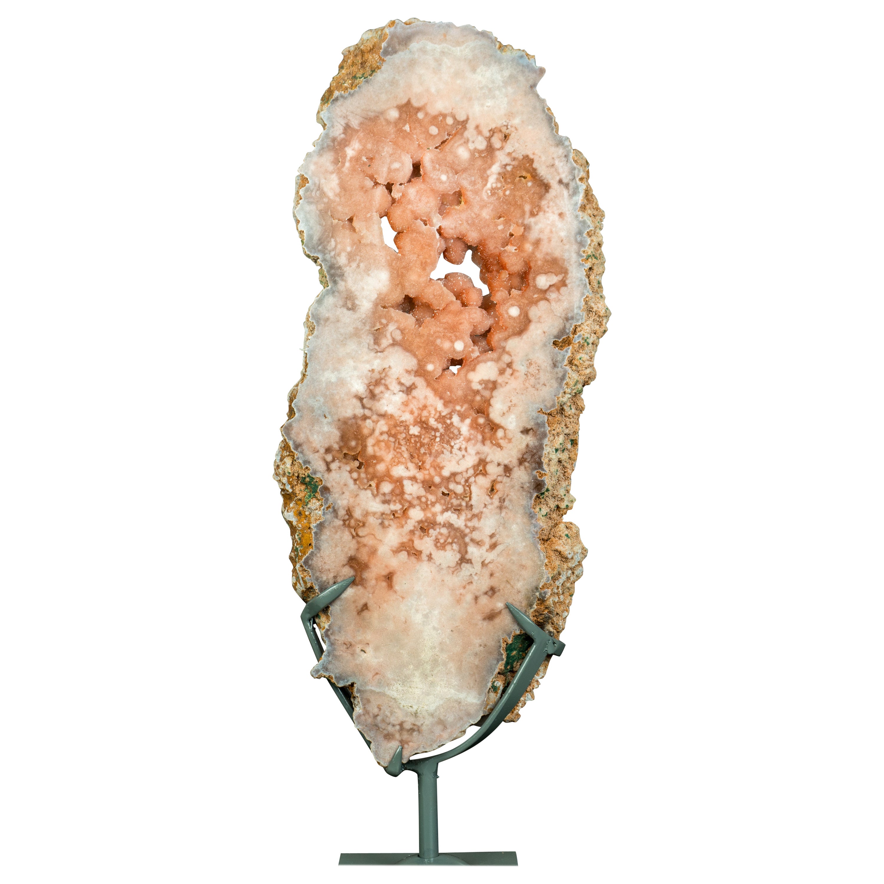 Tall, High-Grade, Natural Pink Amethyst Slab on Stand, Double-Sided Display Tray For Sale
