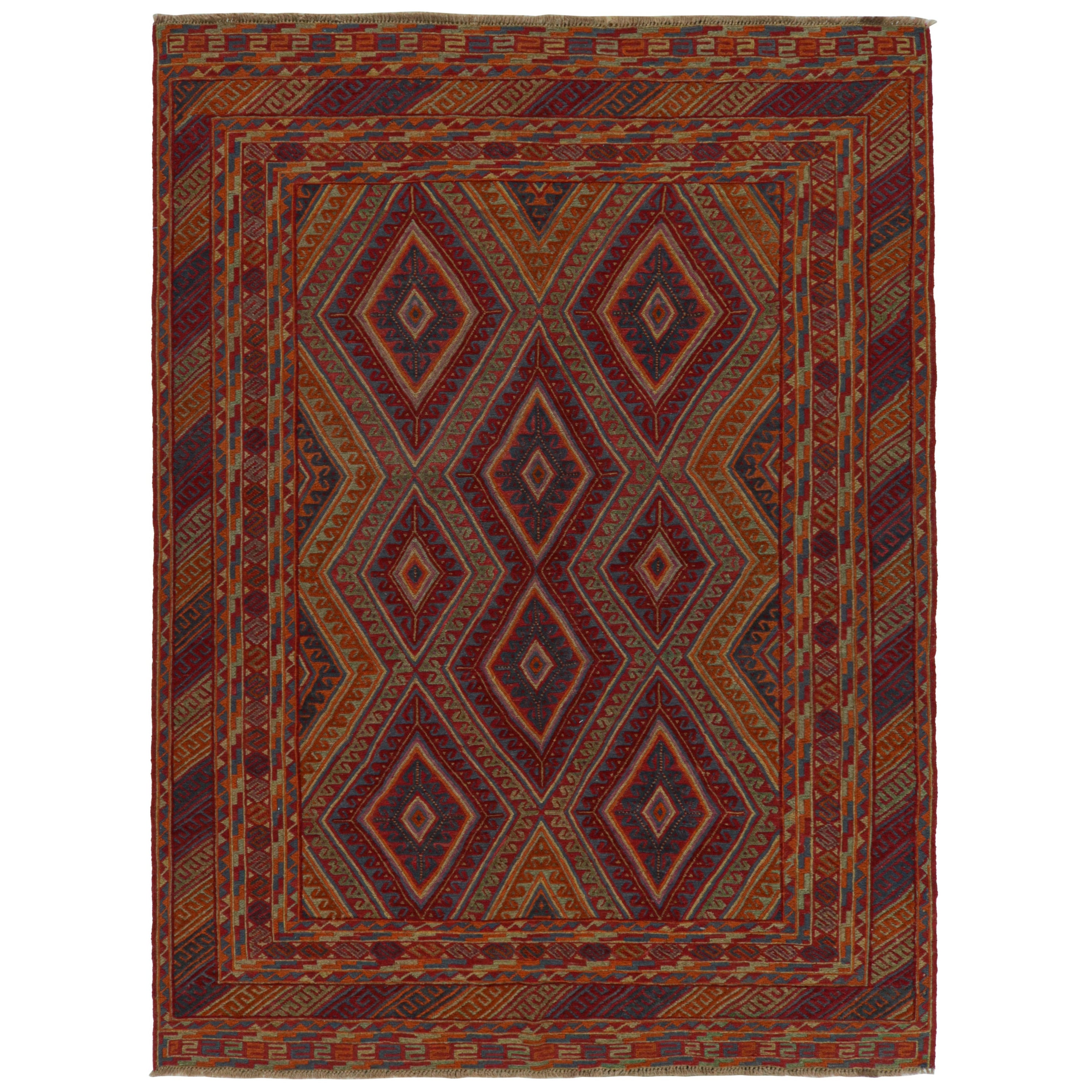 Rug & Kilim’s Mashwani Afghan Baluch with Colorful Geometric Patterns For Sale