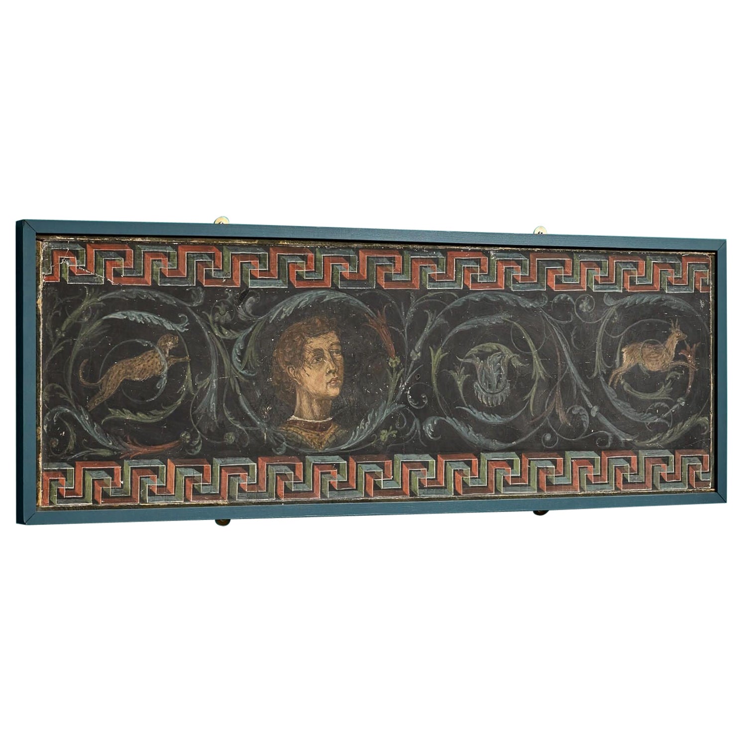 Gerahmtes römisches Fresko aus bemaltem Gips im Angebot