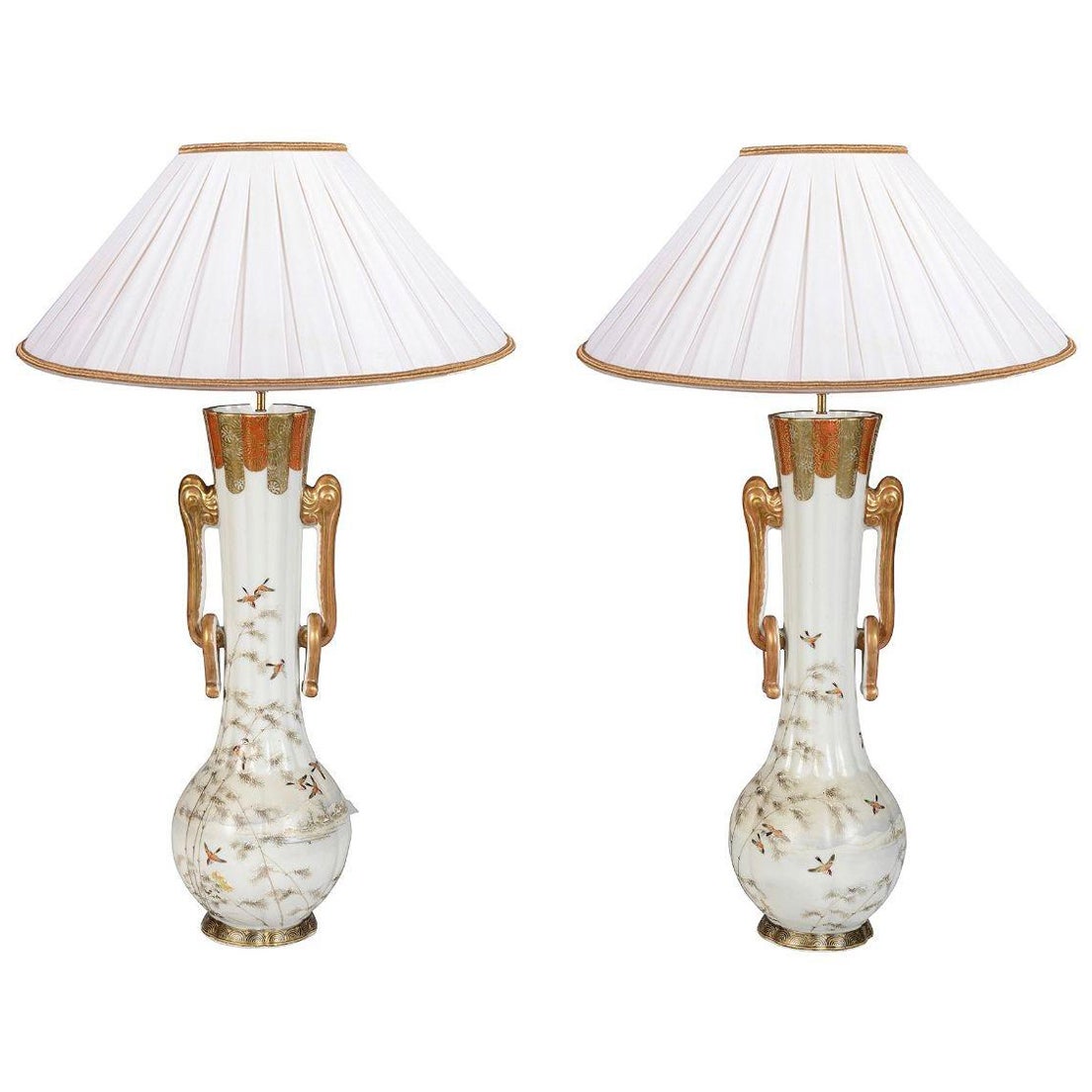Coppia di vasi / lampade giapponesi Kutani, 1890 circa.