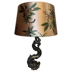Antique Early 20th century Bronze Zoomorphe Dolphin Table Lamp, 1900s