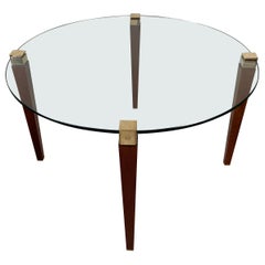 Mid-Century Peter Ghyczy Round Glass Brass Dining Table 1970
