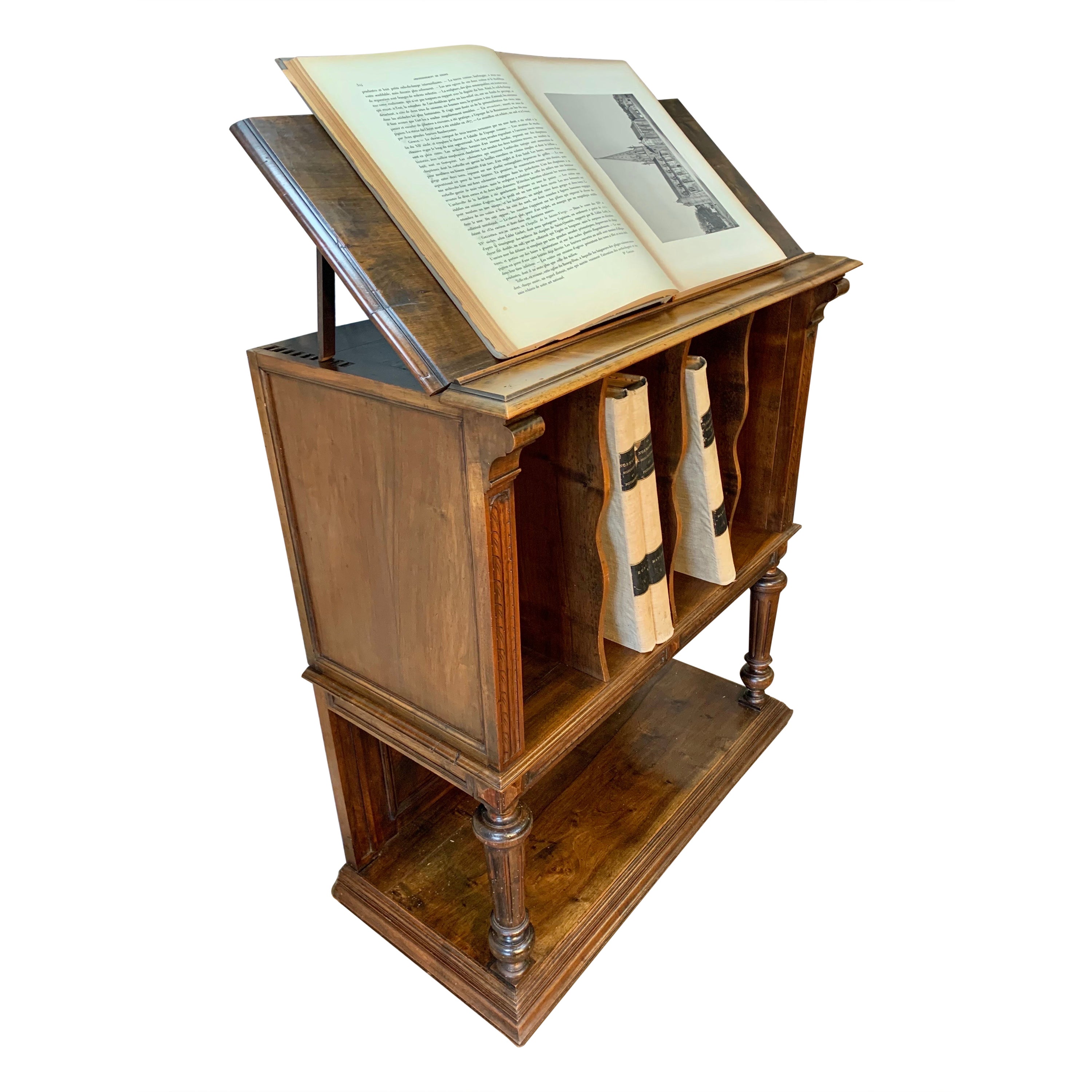 19th Century French Walnut Library Book Stand