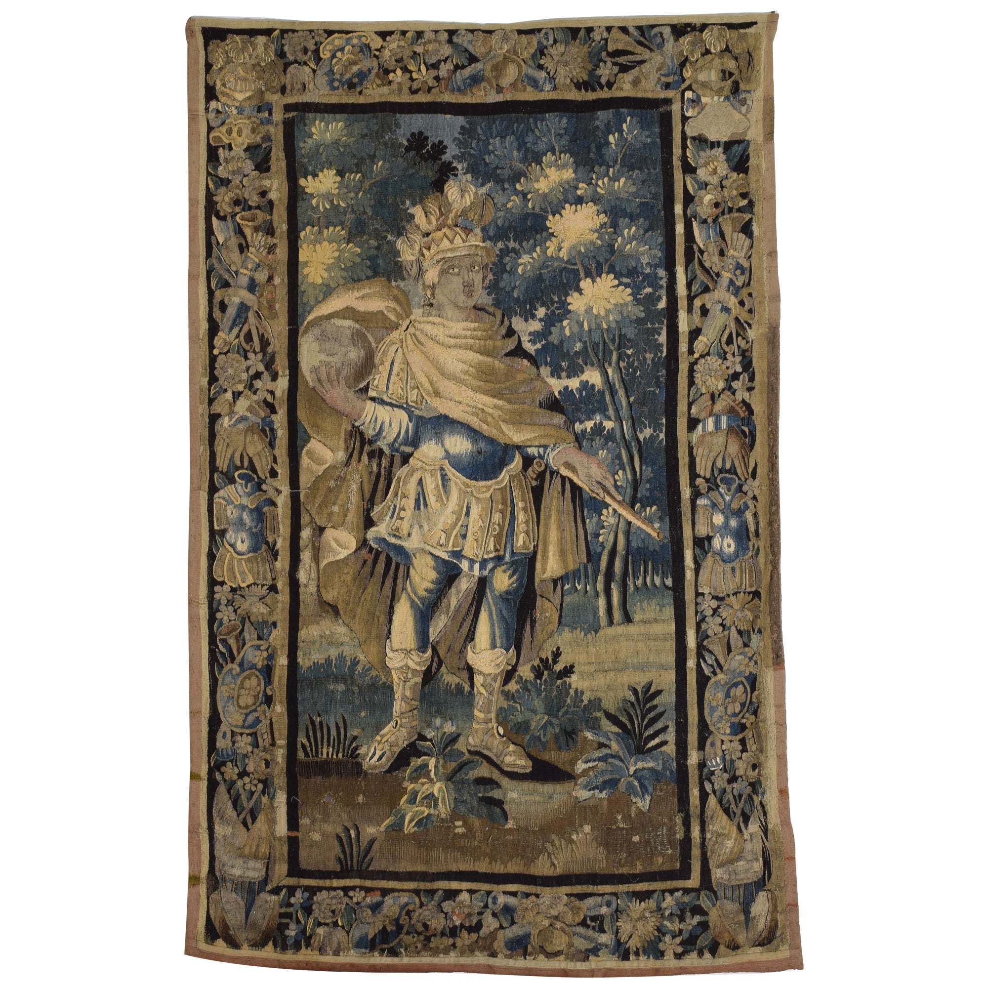 Französisch, Aubusson, vertikaler Wandteppich mit König Solomon, 18. Jahrhundert im Angebot