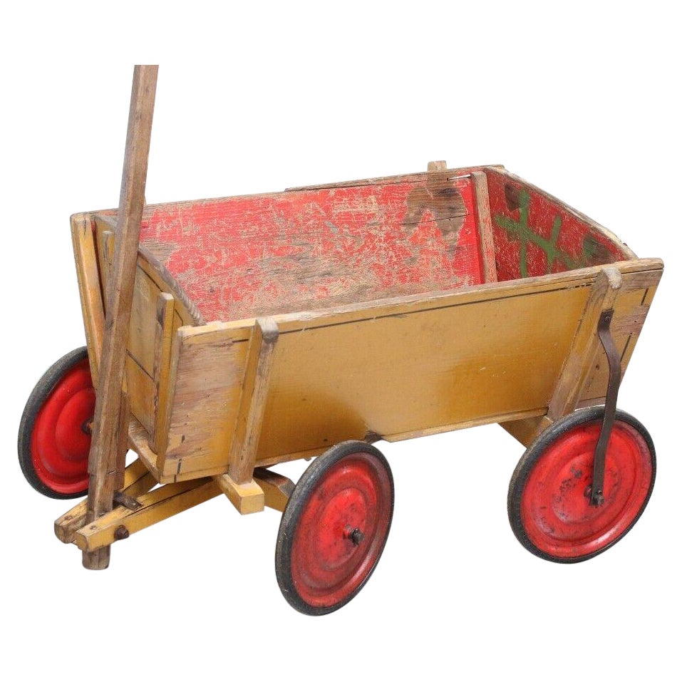 1930s Mid Century German Wiser Pine Tin Log Coal Decorative Cart Truck Storage For Sale