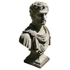 Head and Shoulder Bust of Nero in Cast Stone   