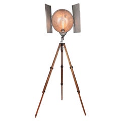 Antique Early Photographers Light on Wooden Tripod.