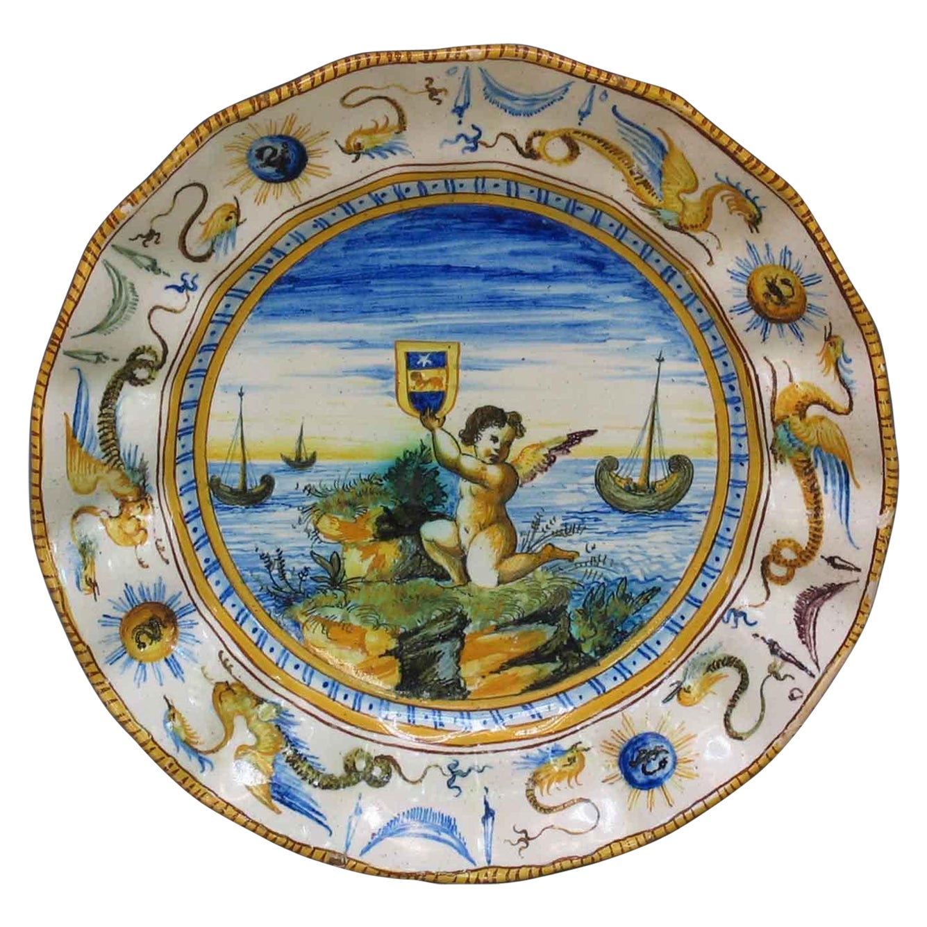 Deruta Maiolica Moulded Plate  Probably 19th Century