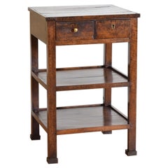 Antique French Walnut 2-Drawer Etagere Table, ca. 1800