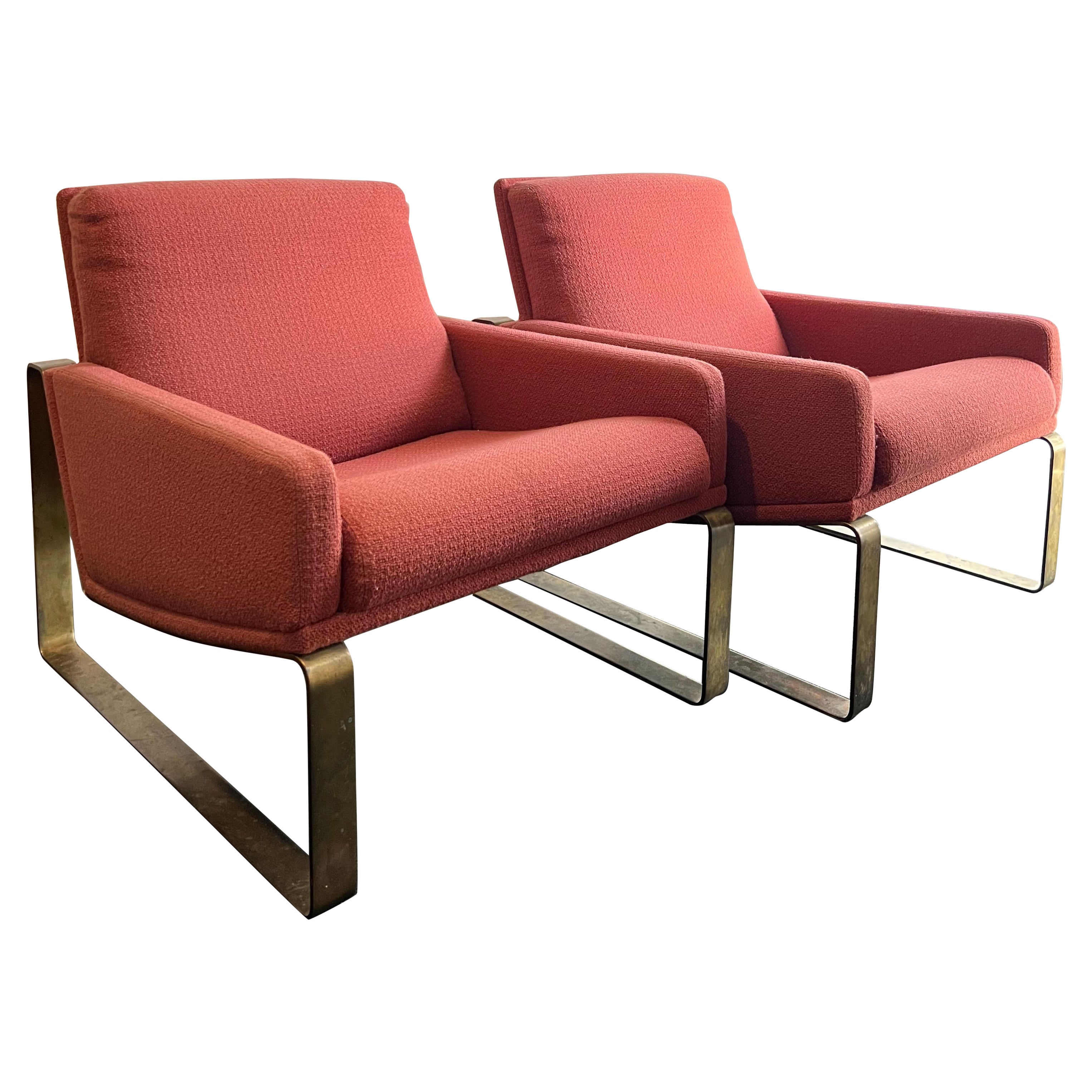 Patinated Bronze Frame Lounge Chairs- A Pair  For Sale