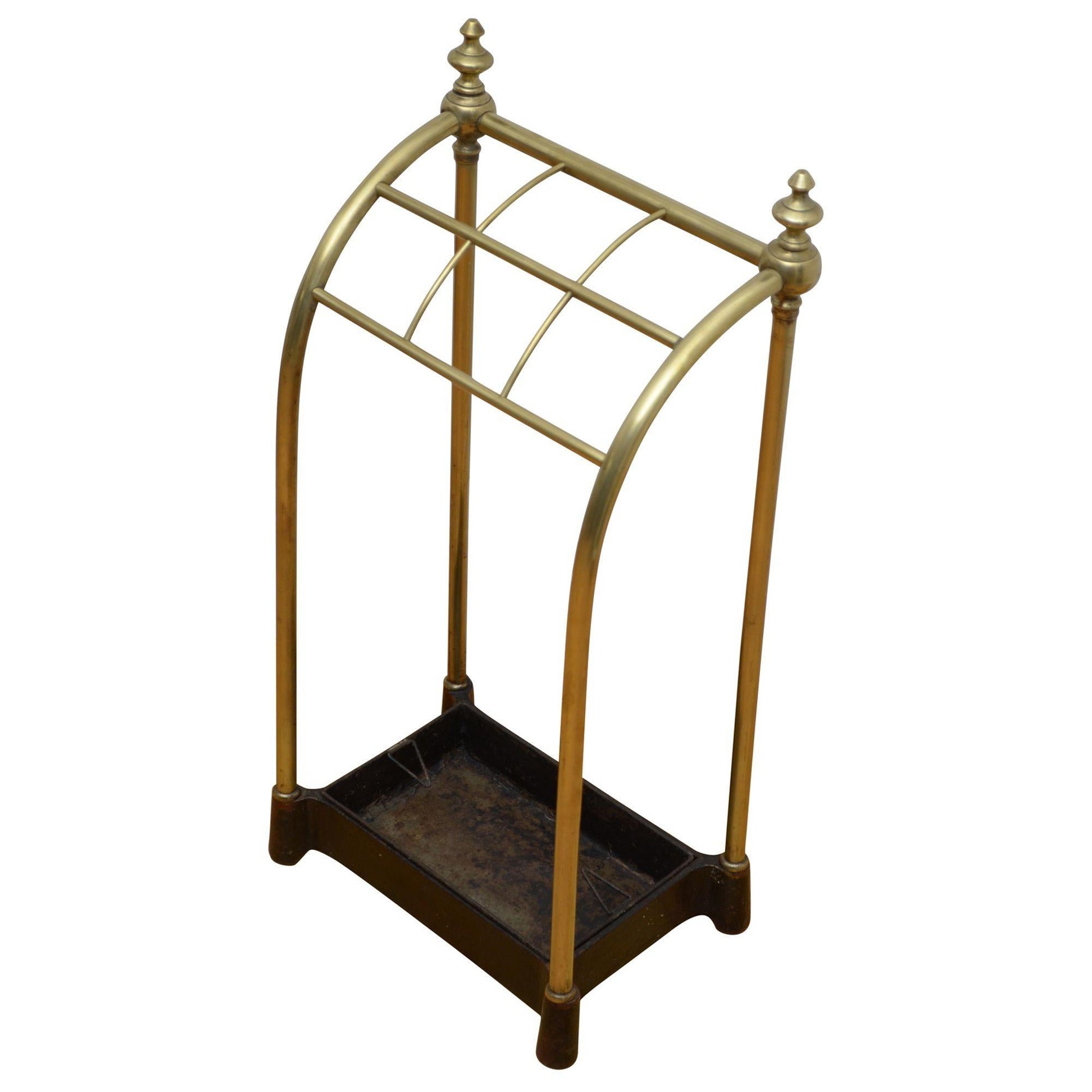 English Victorian Brass Umbrella Stand For Sale