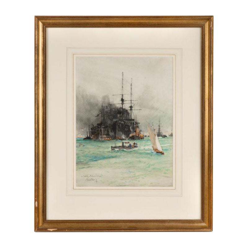 Charles Edward Dixon ‘Coaling, Portsmouth Harbour’ For Sale
