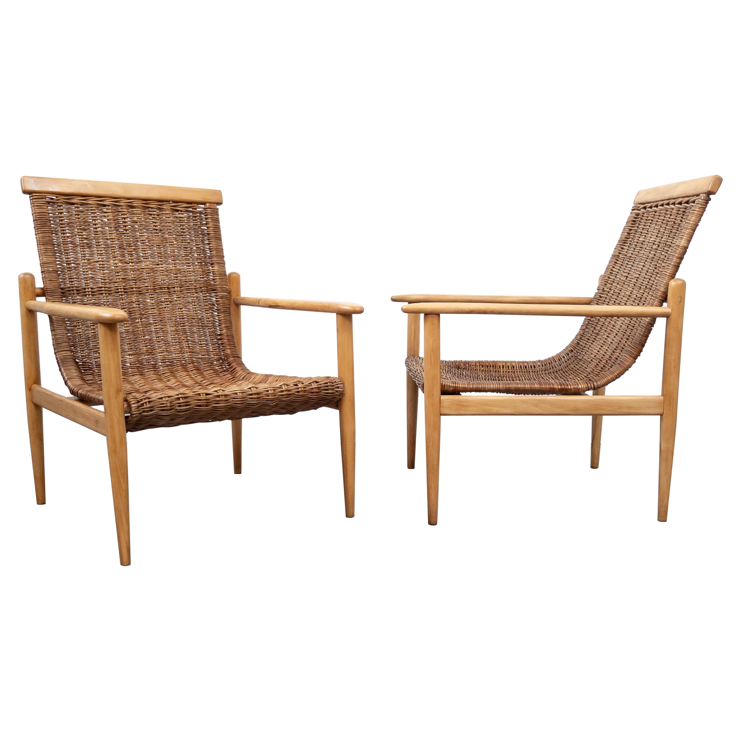 Mid Century armchairs by Jan Kalous for ÚLUV, Czechoslovakia 1960 For Sale