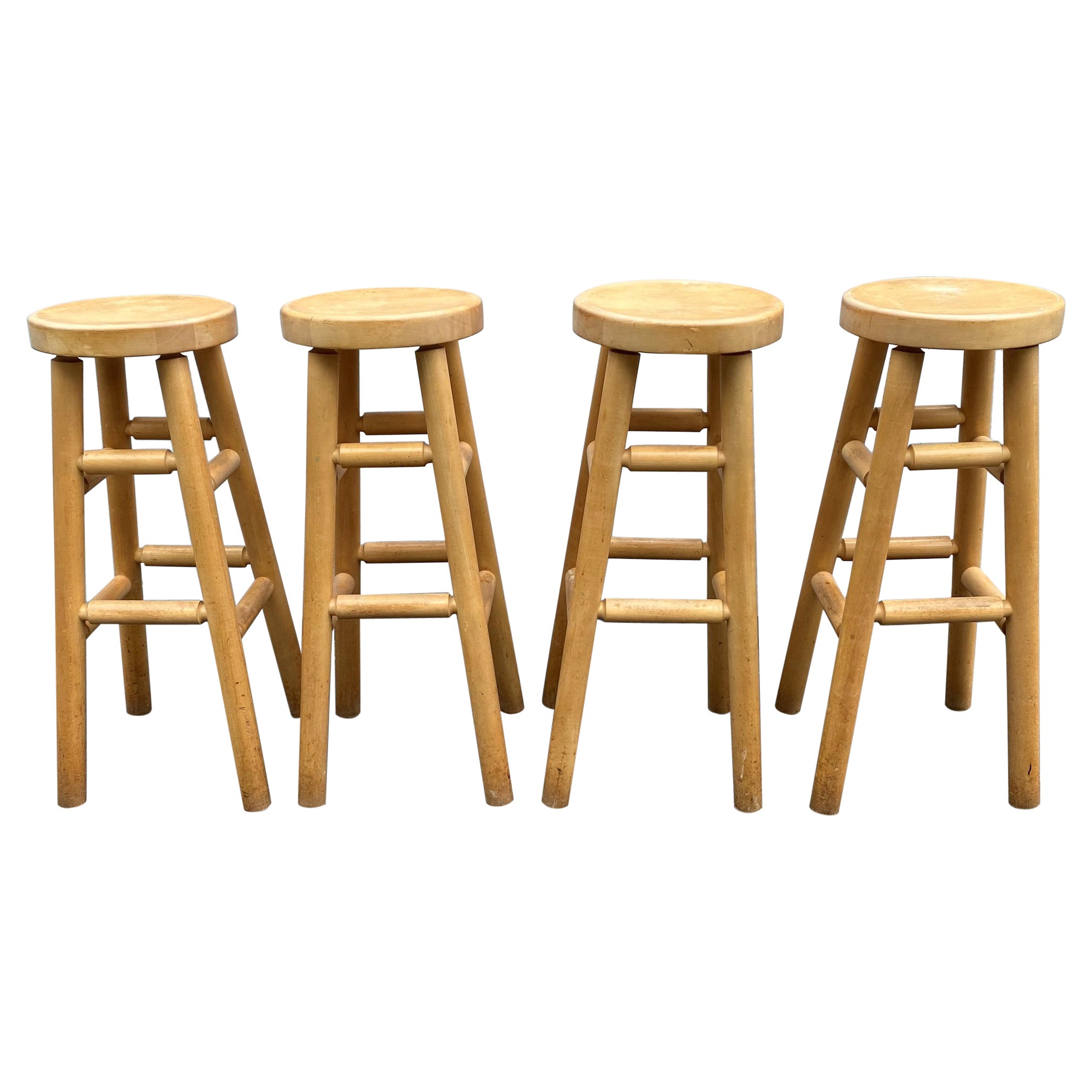 Set of 4 Roy McMakin Maple Bar Stools for Domestic Furniture Co, circa