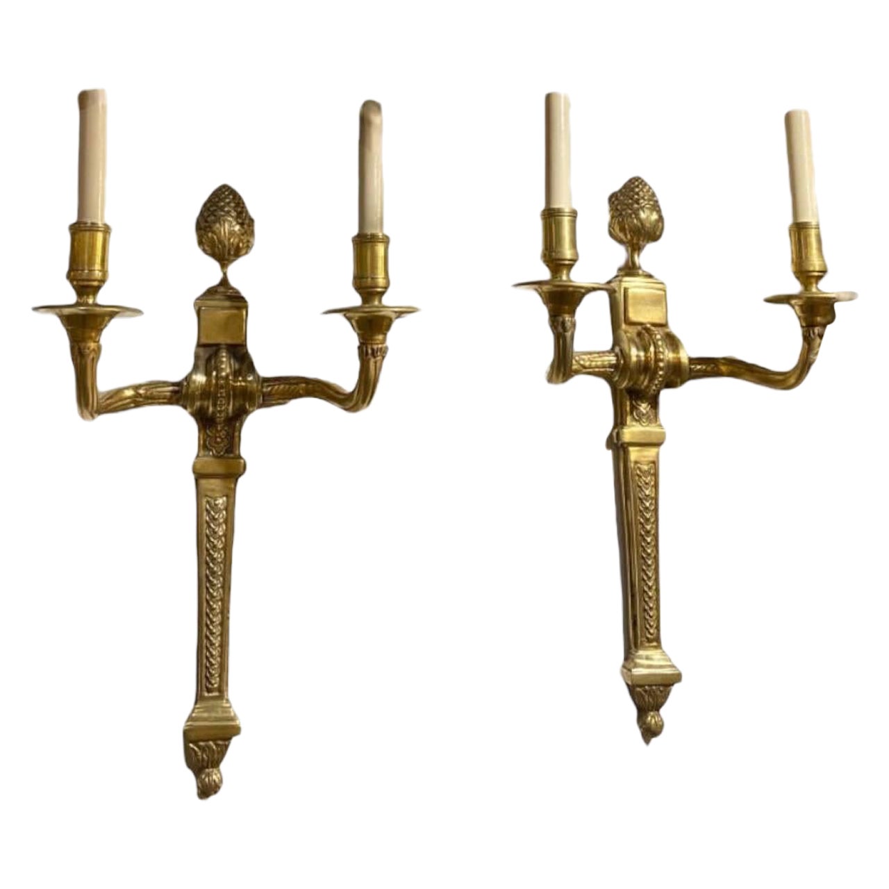 1930's French Gilt Bronze Sconces For Sale