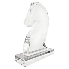 Trojan Horse Head or Knight Chess Piece Lucite Sculpture on a Base