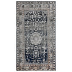 Handgeknüpfter antiker Khotan-Teppich aus in Indigo-Blauer Wolle, um 1900