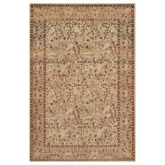 Tapis indien en laine jaune, noué à la main, Antiquities Circa-1920