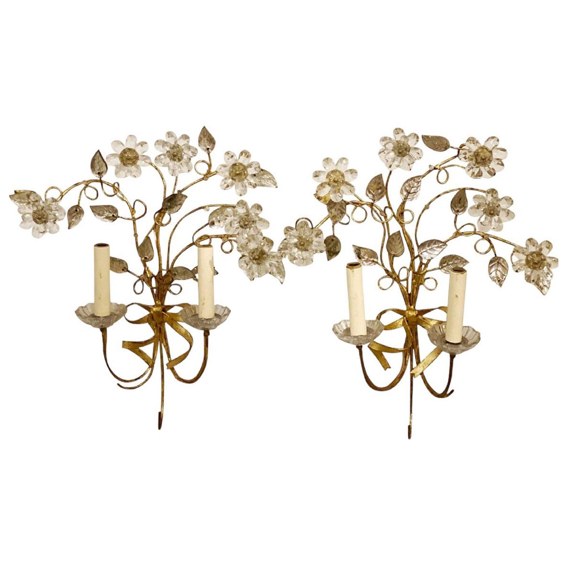 1920s Bagues Floral Design Sconces For Sale