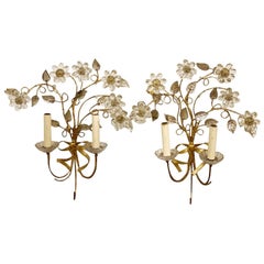 Antique 1920s Bagues Floral Design Sconces