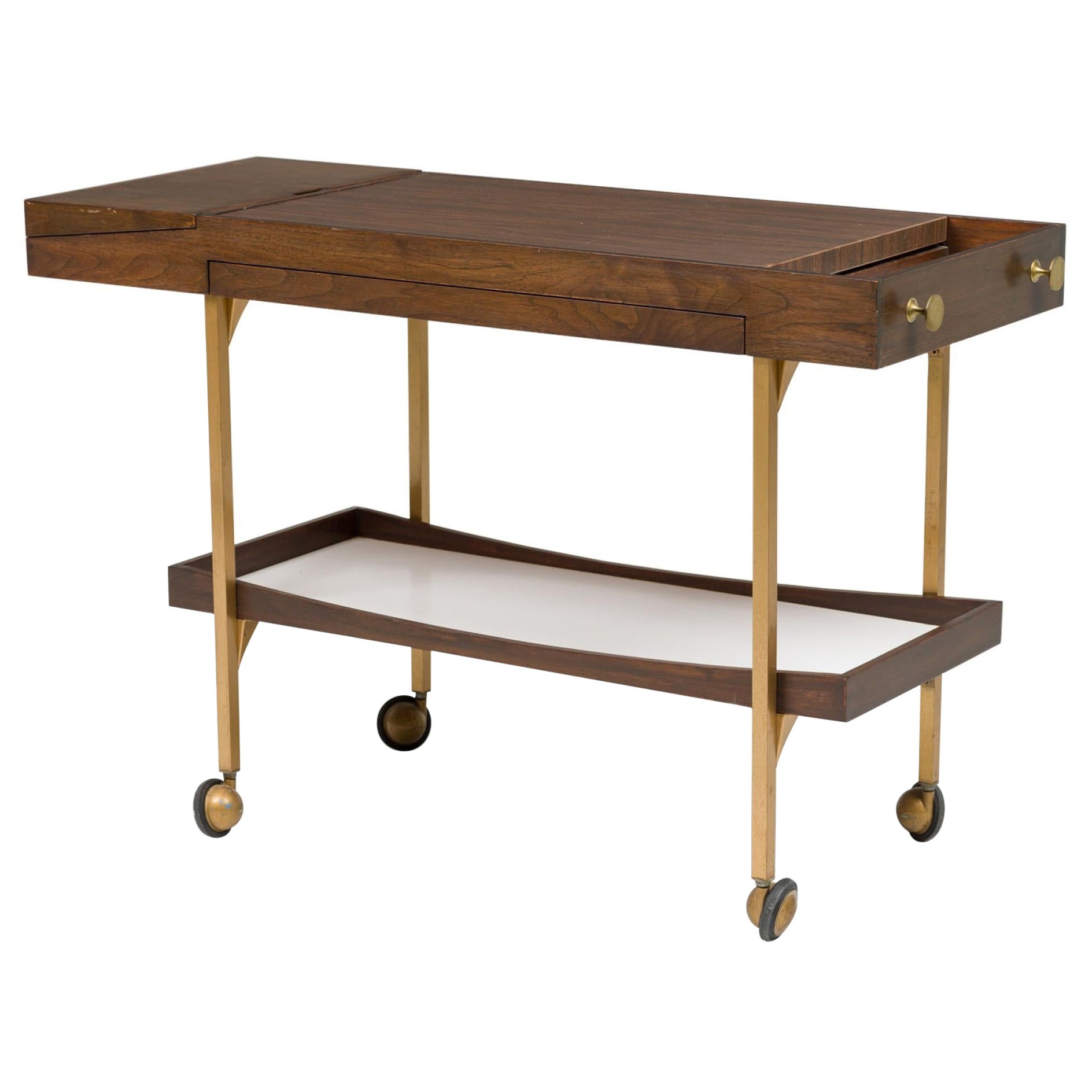 American Mid-Century Milo-Baughman Bar Cart with Low Tier For Sale