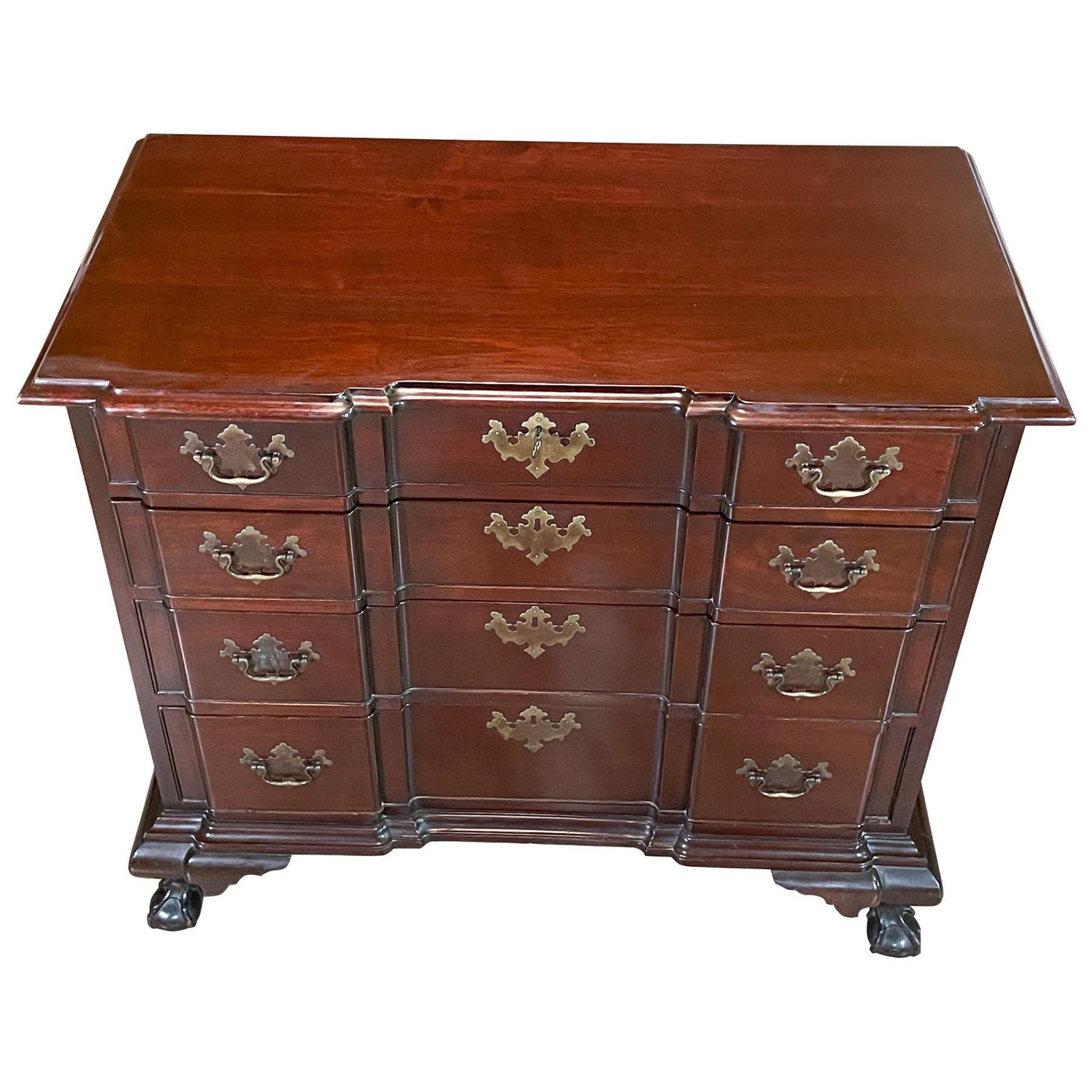 Mahogany Ball and Claw Blockfront Chest of Drawers For Sale