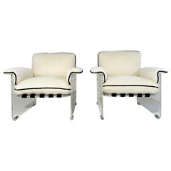 Pace Collection Argenta Lucite Chairs in Inata Alpaca Fabric, pair