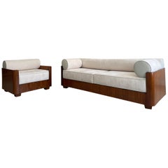 American Art Deco Sofa and Chair