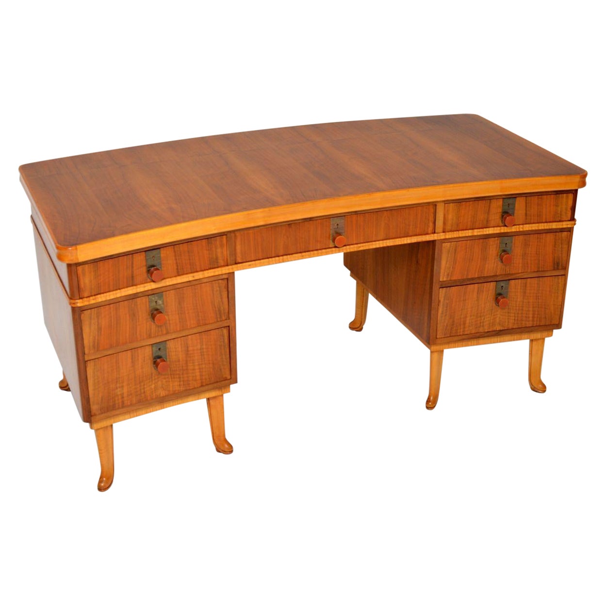 Vintage Walnut Pedestal Desk by Laszlo Hoenig For Sale