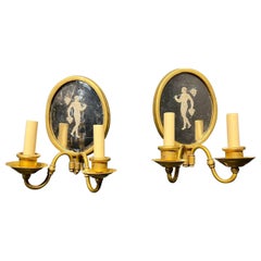 Antique 1920s Neoclassic Style Caldwell  Mirrored Sconces 